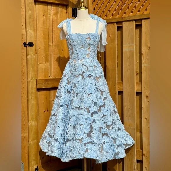 🆕 BRONX & BANCO 🧿 NWOT Sabrina Blue Midi Dress, Sz S - US 4 - Picture 5 of 17